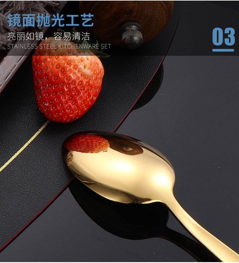 410Stainless Steel Tableware Hotel Restaurant Sand Texture Knife Fork Spoon Tea Spoon24Set of gold Western Steak Knives and Forks