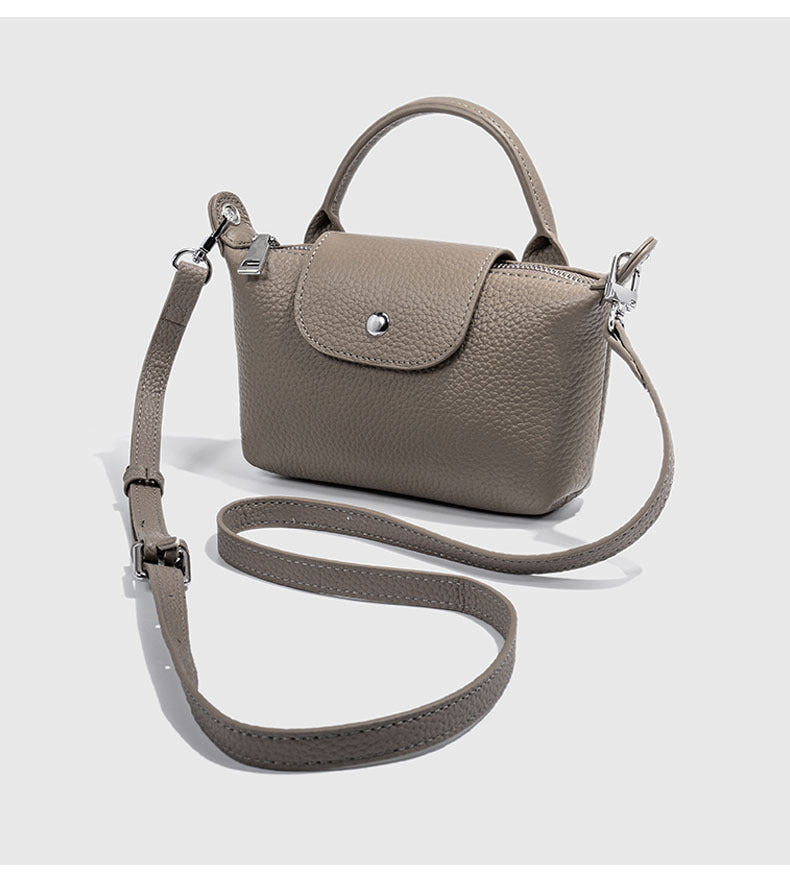 First Layer Cowhide Dumpling Bag Casual Genuine Leather Phone Bag for Women Summer Crossbody Bag Versatile Lightweight Walking Small Bag