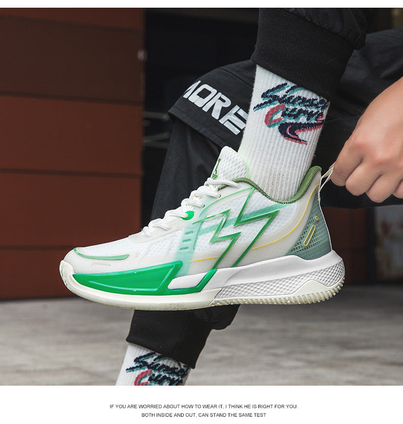 Men and Women Couple Shoes Korean Version Trendy Mesh Breathable Basketball Shoes Fashionable Night Glow Wear-resistant Shock-absorbing Rebound Sports Shoes