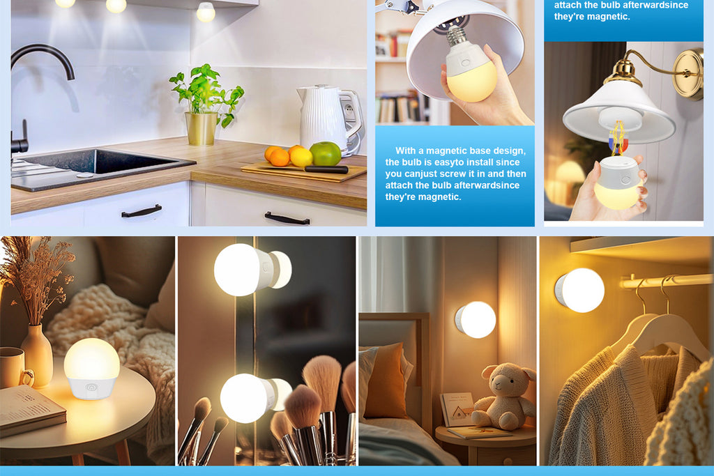 Rechargeable Light Bulb LED Bulb E26Screw Thread Household Lighting Electric Light Incandescent Chandelier Magic Color Bulb