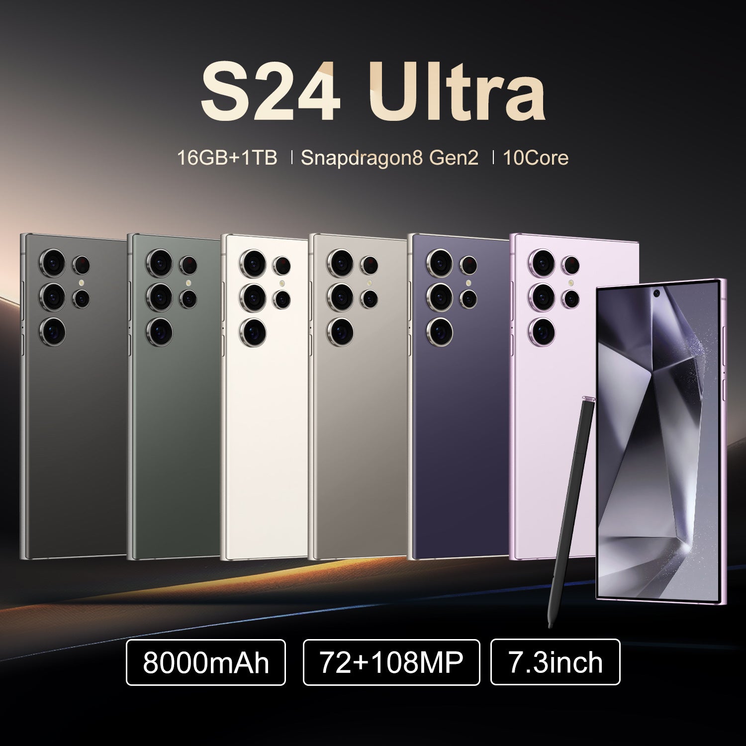 Mobile Phone S24 Ultra+7.3Inch incell Large Screen16+1T All-in-One Machine Factory Hot Sale(Popular)
