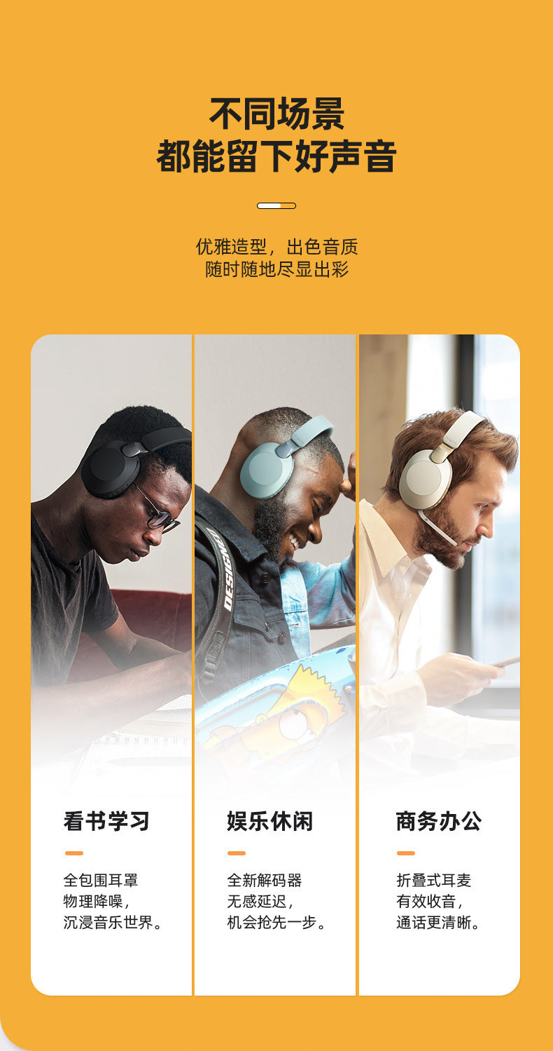 Hot-Selling Over-Ear Bluetooth Wireless Headphones with Microphone, Full Ear Coverage, Sports, Long Battery Life, Customizable, Noise Cancelling