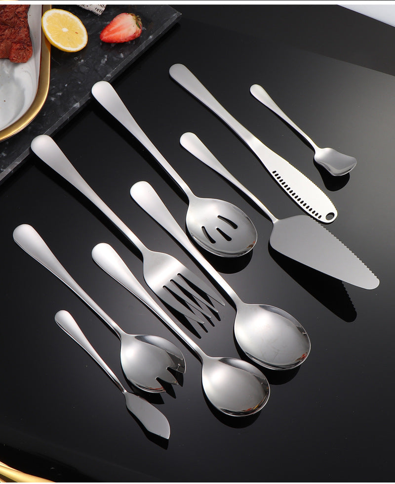 1010Stainless Steel Public Tableware Salad Dessert Spoon Fork Hotel Restaurant Self-service Spoon Fork Set