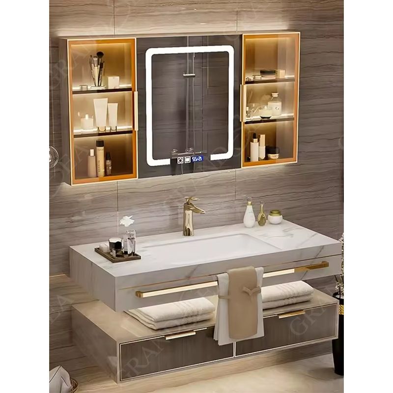 Luxury Floating Designer Bathroom Cabinet Vanities Furniture Sinks Wall Mounted Designs Double Washing Basin Set