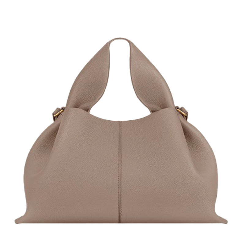 pole Cloud Handbag Genuine Leather Light Luxury French Niche Versatile Dumpling Bag European and American Retro High-Quality Texture Crossbody Bag