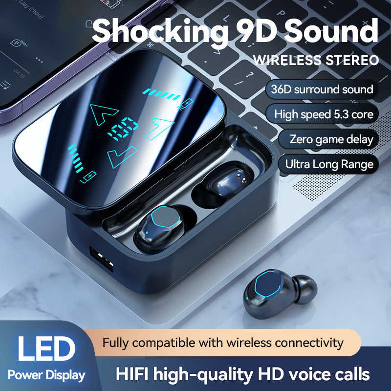 M48Digital Display Bluetooth Earbuds Ultra-Long Battery Life In-Ear Comfortable for Long Wear Private Model Wireless Bluetooth Earbuds Factory Wholesale