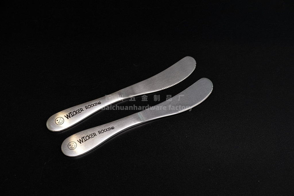 304Stainless Steel Creative Smiley Face Slanted Handle Laser Spoon Chopsticks Fork Student Tableware Full Set Gift Children's Tableware