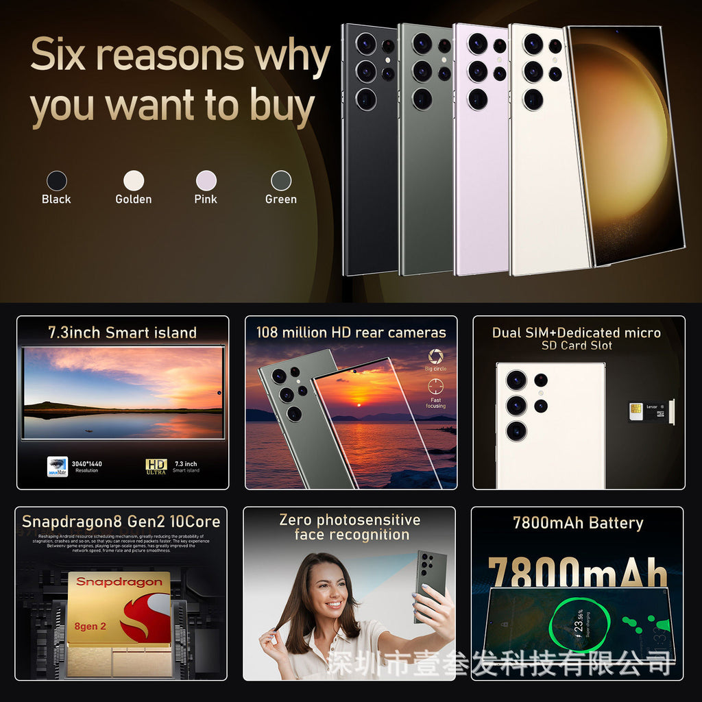 Global Mobile Phones S24 Ultra  2+16 High-end7.3Inch Large Screen1300Pixel Android8 Hd
