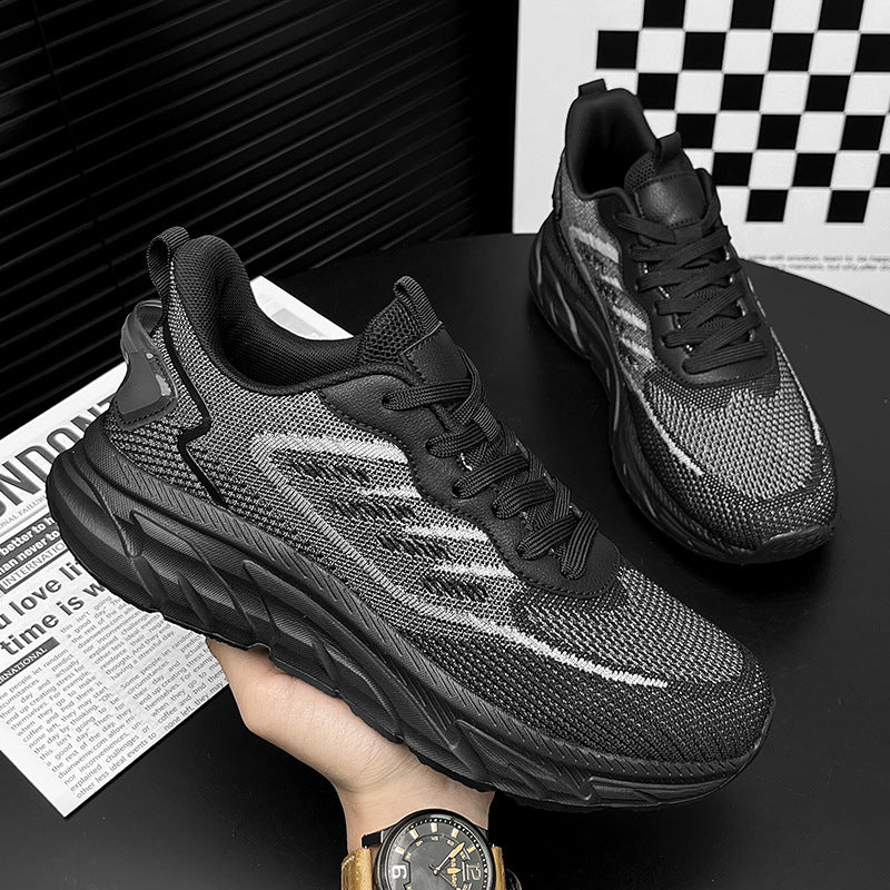Mesh Flyknit Men's Shoes Export Hot-Selling Summer Sports Shoes Lightweight Breathable Running Shoes Large Size Men's Shoes