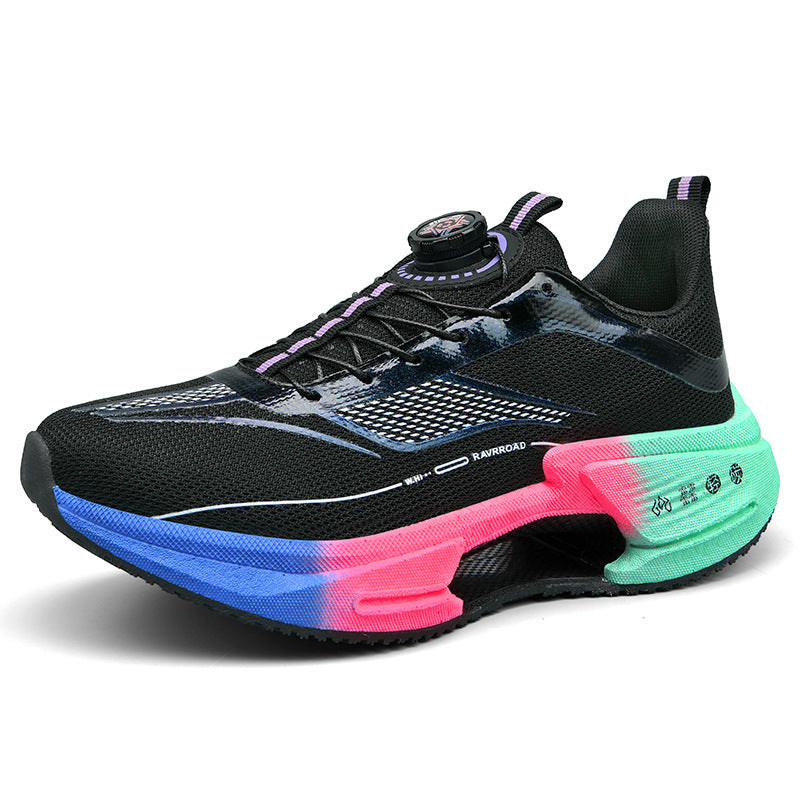 2025Men's and Women's Shock Absorption Breathable Non-Slip Sports Shoes Hollow Popcorn Carbon Plate Soft Sole Running Shoes Breathable Shock Absorption