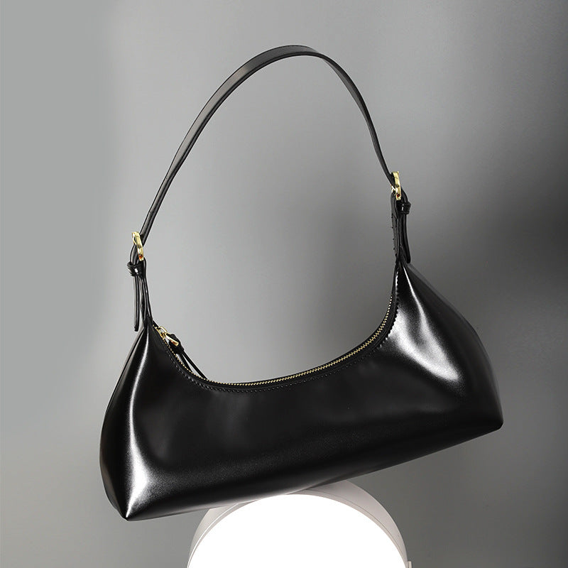 Factory2024New Fashion Retro Soft Leather Underarm Bag Niche Design Simple Single Shoulder Commuter Bag