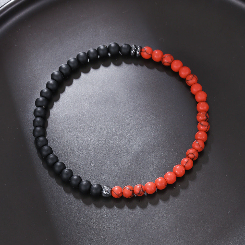 Mini Small Bracelet Women's Personalized Gift Natural Stone Beaded Turquoise Volcano4mm Map Stone Sanding Bracelet