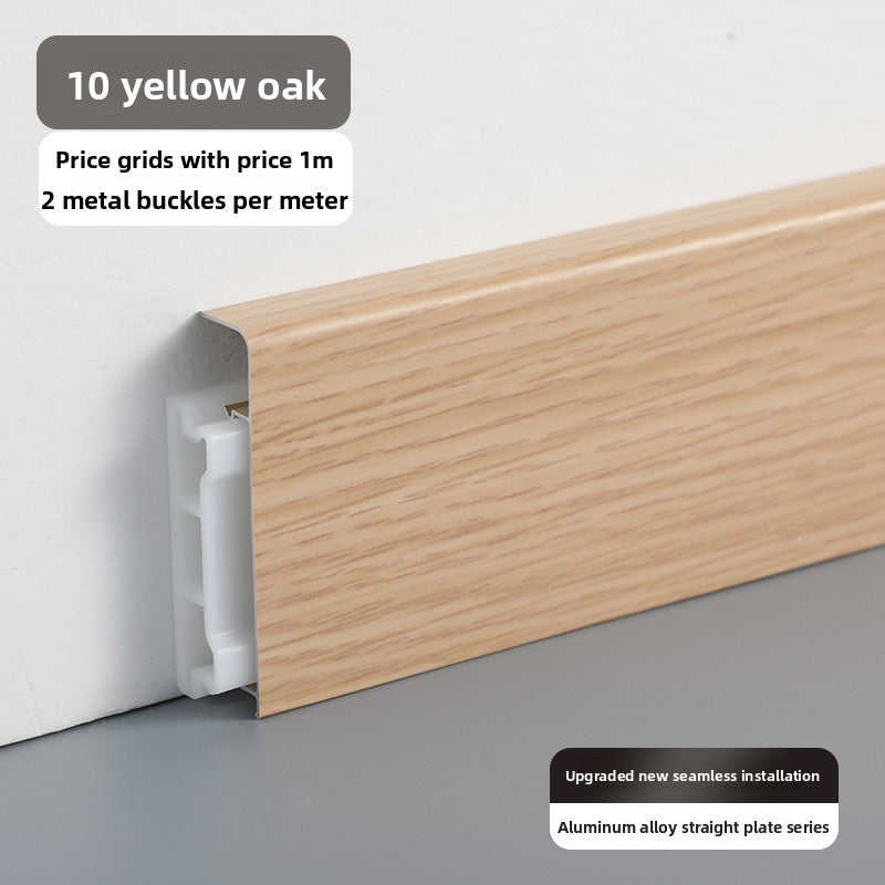 Trendy flat skirting board, thickened snap-on metal baseboard, ultra-narrow corner trim, aluminum alloy skirting board