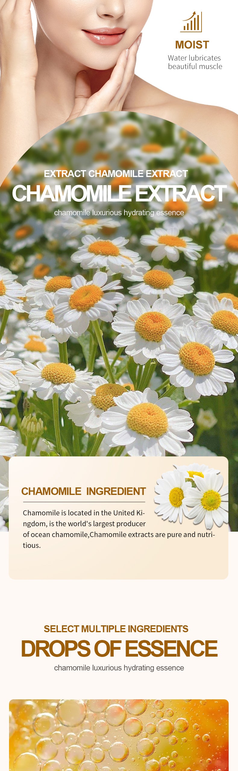 Plant Essence Serum SADOER Aloe Vera Rose Chamomile Hydrating Moisturizing  Foreign Trade Wholesale