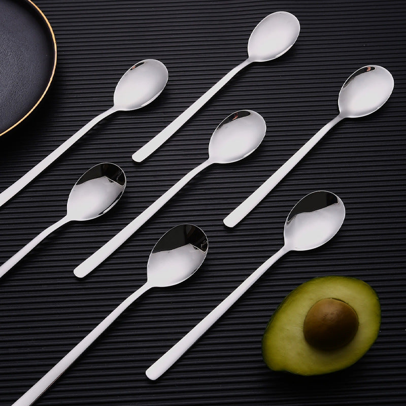 304Stainless Steel Spoon Korean Style Long Handle Stirring Spoon Coffee Spoon Household Eating Soup Spoon Customizable by Manufacturer