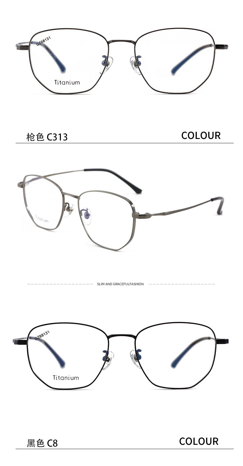 New Fashion Retro Half Titanium Eyeglass Frame Japanese and Korean Polygonal Frame Unisex Metal Frame