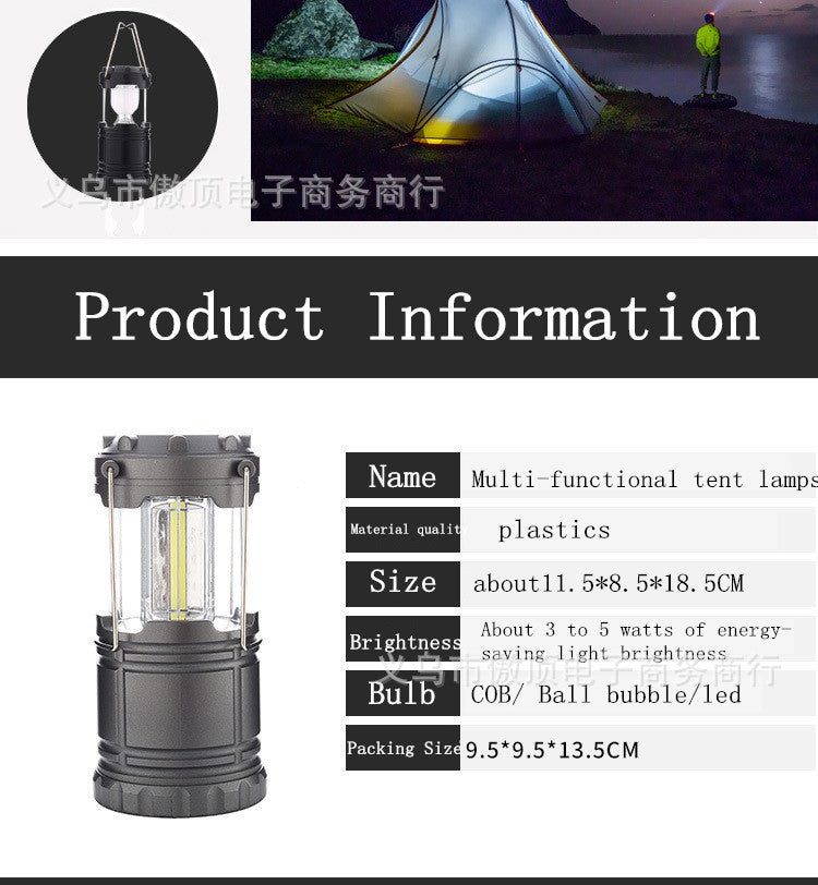 Super Bright Multi-Functional COB Tent light 30LED Camping Light Portable Camping Light Emergency Light Camp Light Pony Light