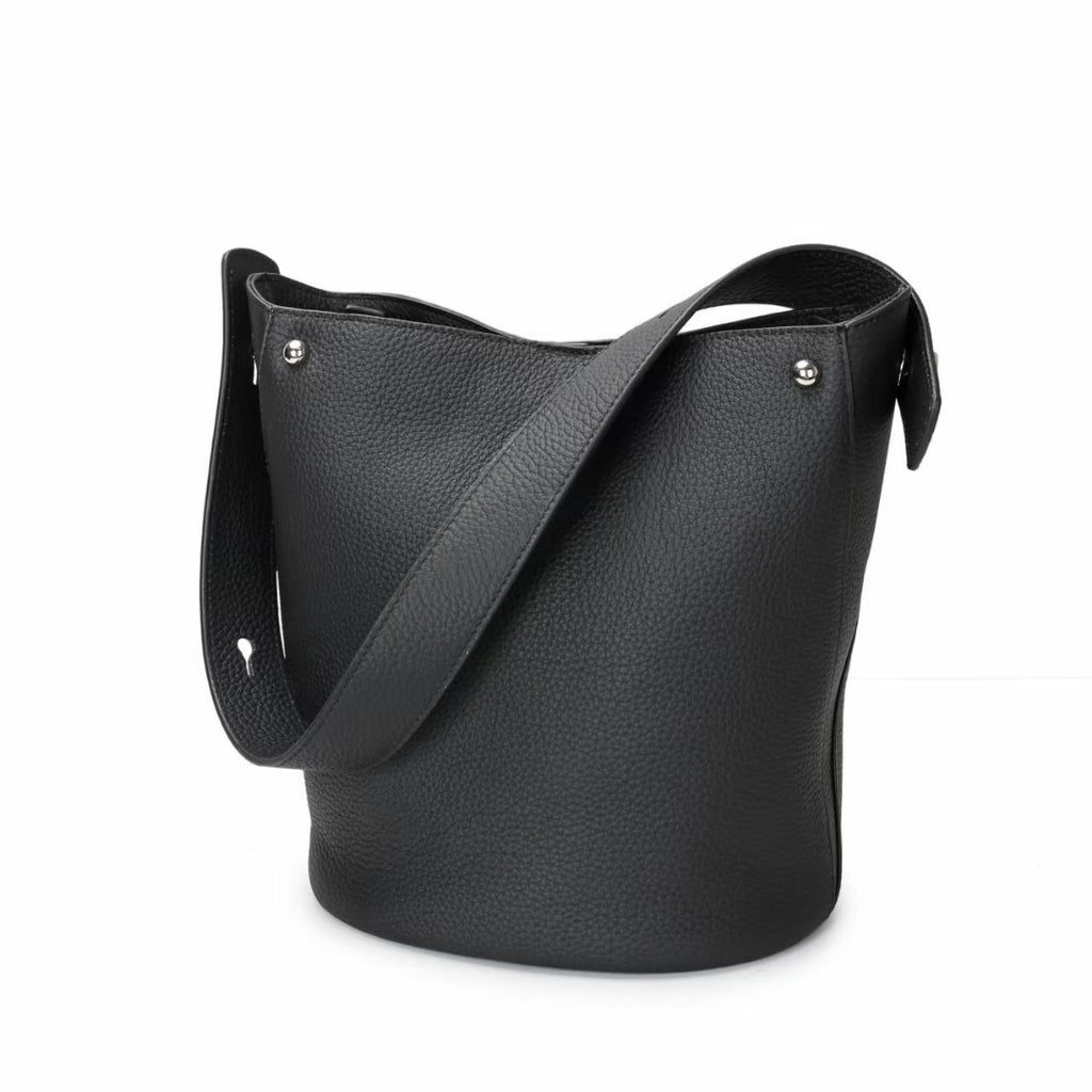 Guangzhou Genuine Leather Women's Bag Large Capacity Tote Bag Top Layer Cowhide Bucket Bag Handheld Shoulder Crossbody Bag Trendy