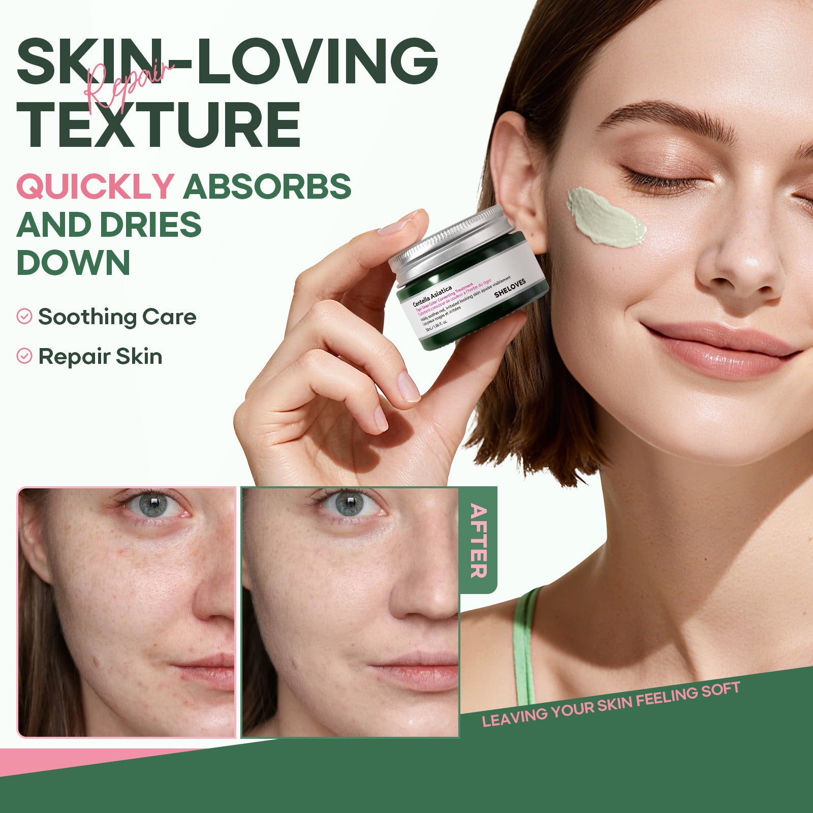New Centella Asiatica Soothing Repair Essence Cream Corrects Redness and Conceals Skin Tone cica Cream