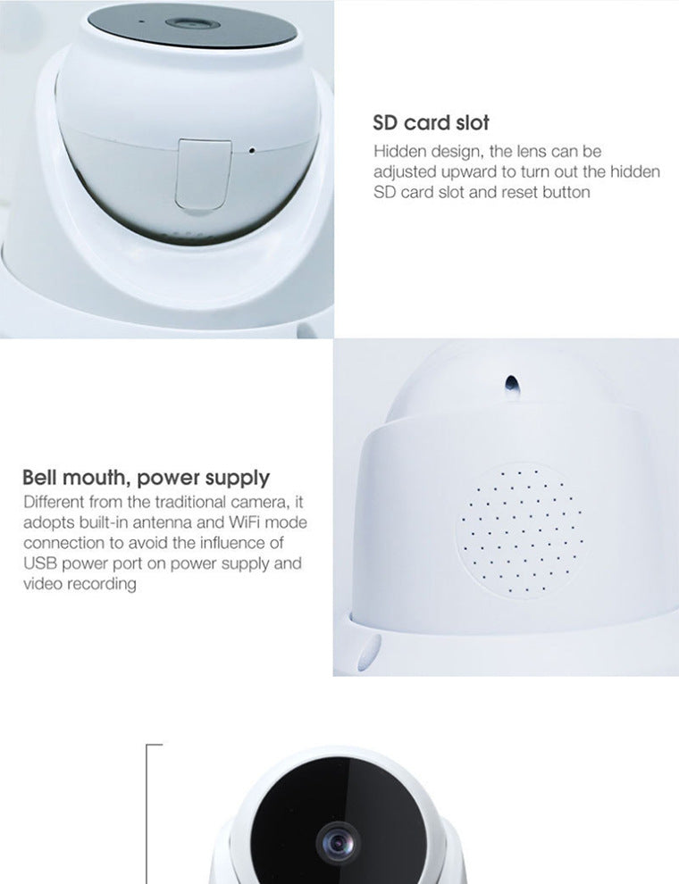 360Panoramic View WiFi Dome Camera V380Conch Wireless Camera Monitor HD Wide Angle