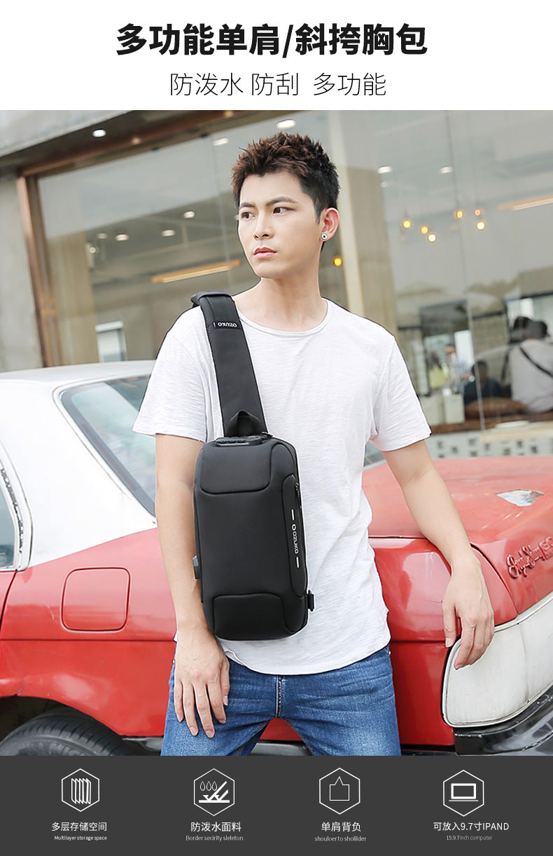 OZUKO Tactical Chest Bag Men's Crossbody Bag Waterproof Multifunctional High-end Outdoor Portable Bag Cycling Shoulder Bag