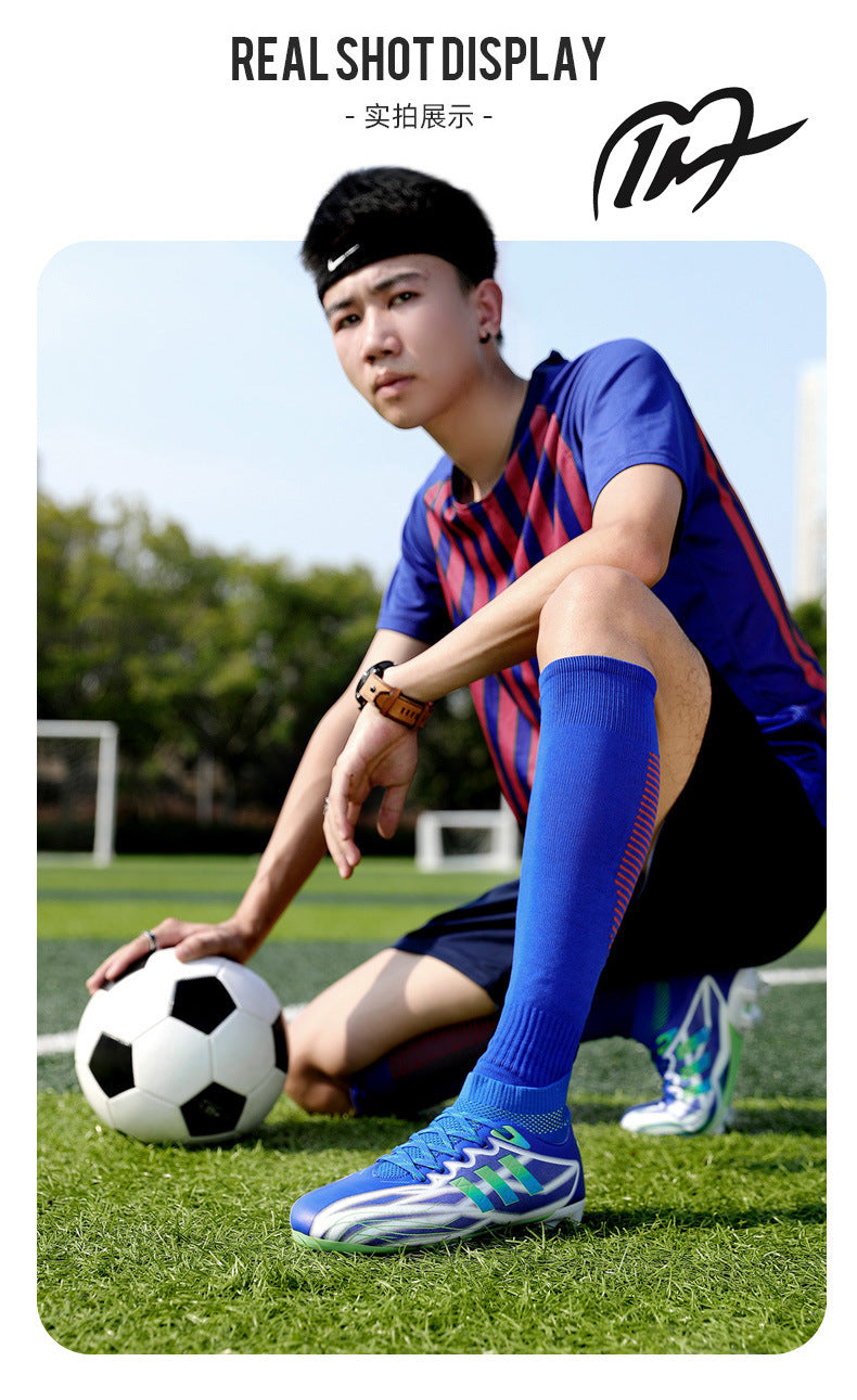 New high-top soccer shoes for men and women AG Spike TF Broken Nail Youth Student Grassland Competition Training Shoes