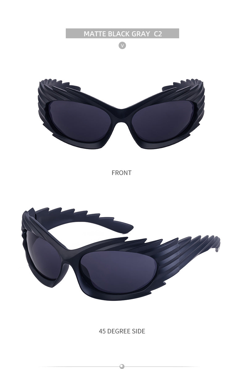 Europe and America Y2K Millennium Windproof Sunglasses for Women Trendy Personality Irregular Shape Sun Protection Sunglasses for Men Cycling Sports Glasses