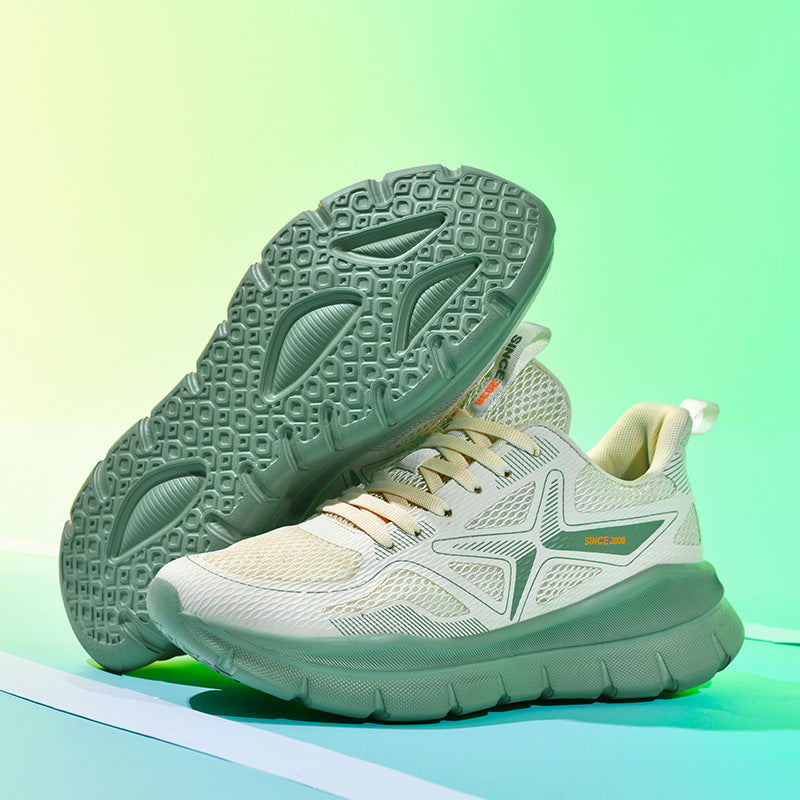 New Thick-Soled Racing Sports Shoes for Middle School Students, High Elastic Running Shoes for Men and Women, Breathable Flyknit Mesh Shoes for Couples
