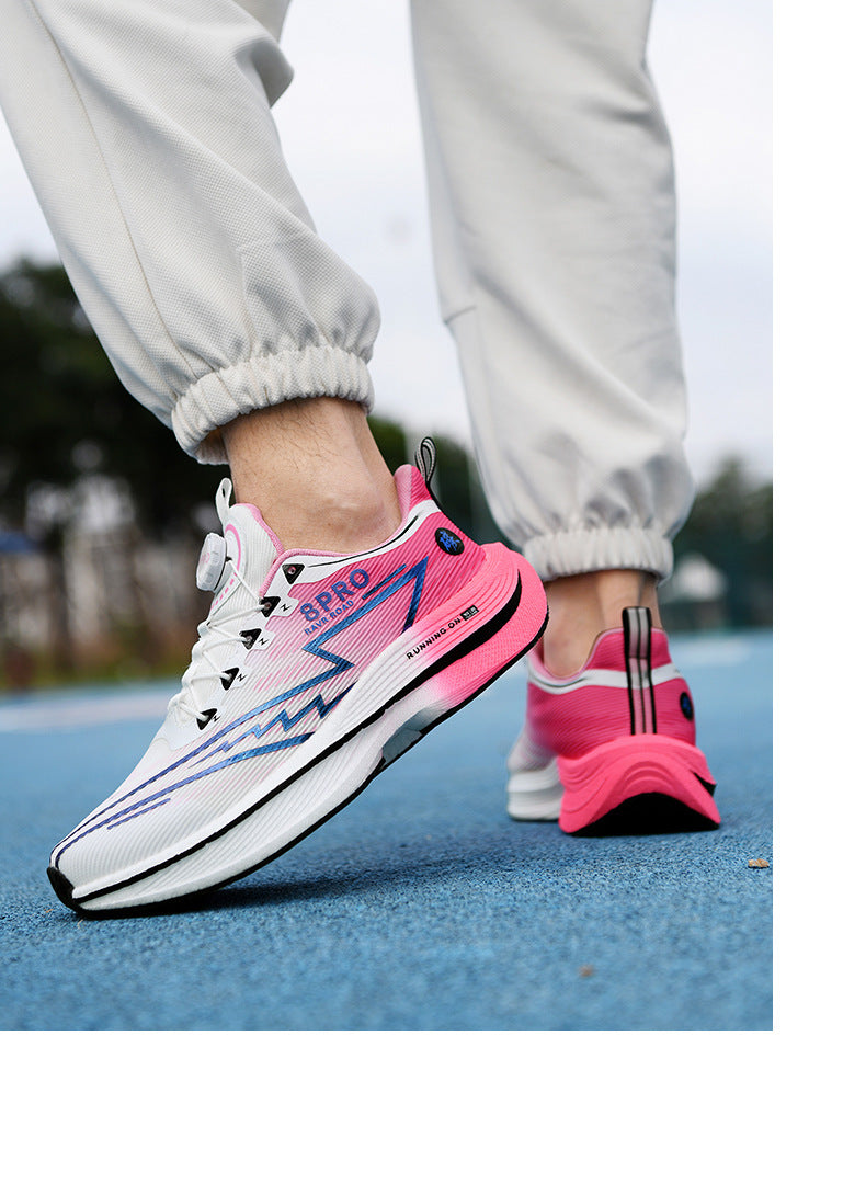 Red Rabbit8pro Full Palm Carbon Plate Racing Shock Absorption Running Shoes for Men and Women Couples Rotating Buckle Youth Student Sports Shoes