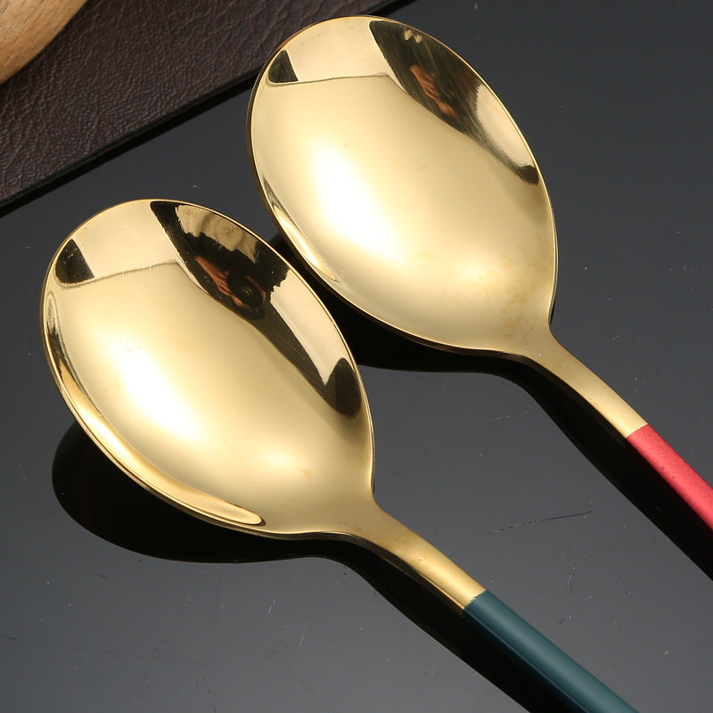 304Stainless Steel Tableware Student Korean Portable Tableware Office Worker Outdoor Spoon Fork Chopsticks Four-piece Set