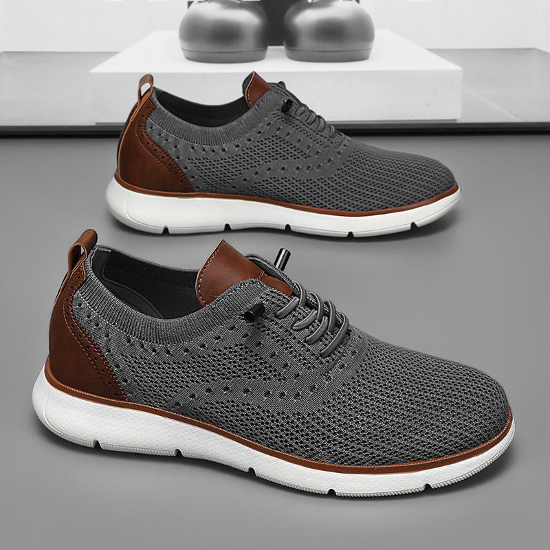 Foreign Trade Large Size Men's Shoes Lightweight Casual Sports Shoes Breathable Flyknit Mesh Loafers One-Piece Dropshipping Fashion Versatile
