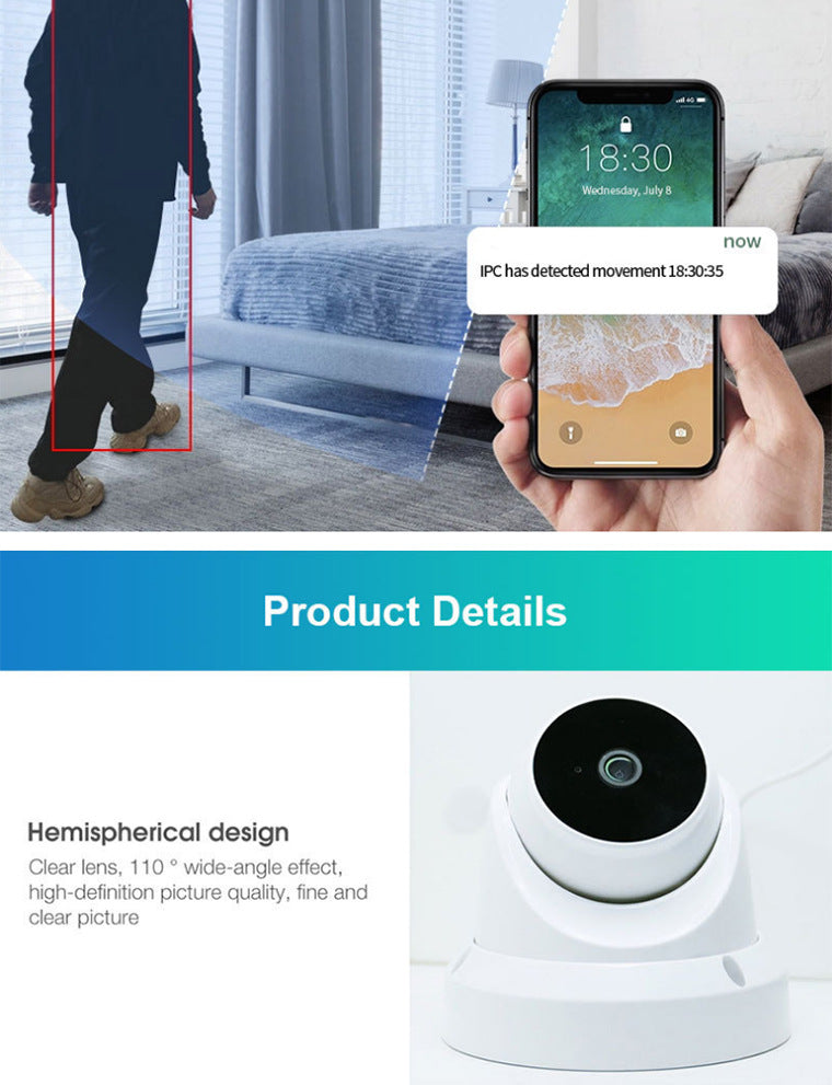 360Panoramic View WiFi Dome Camera V380Conch Wireless Camera Monitor HD Wide Angle