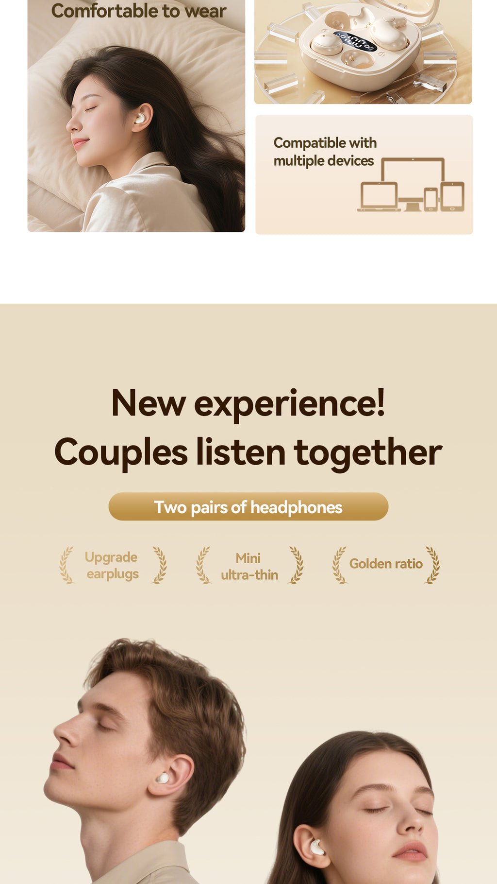New M1262-in-1 Wireless Sleep Mini Long Battery Life Ultra-High Sound Quality Wireless Bluetooth Earbuds