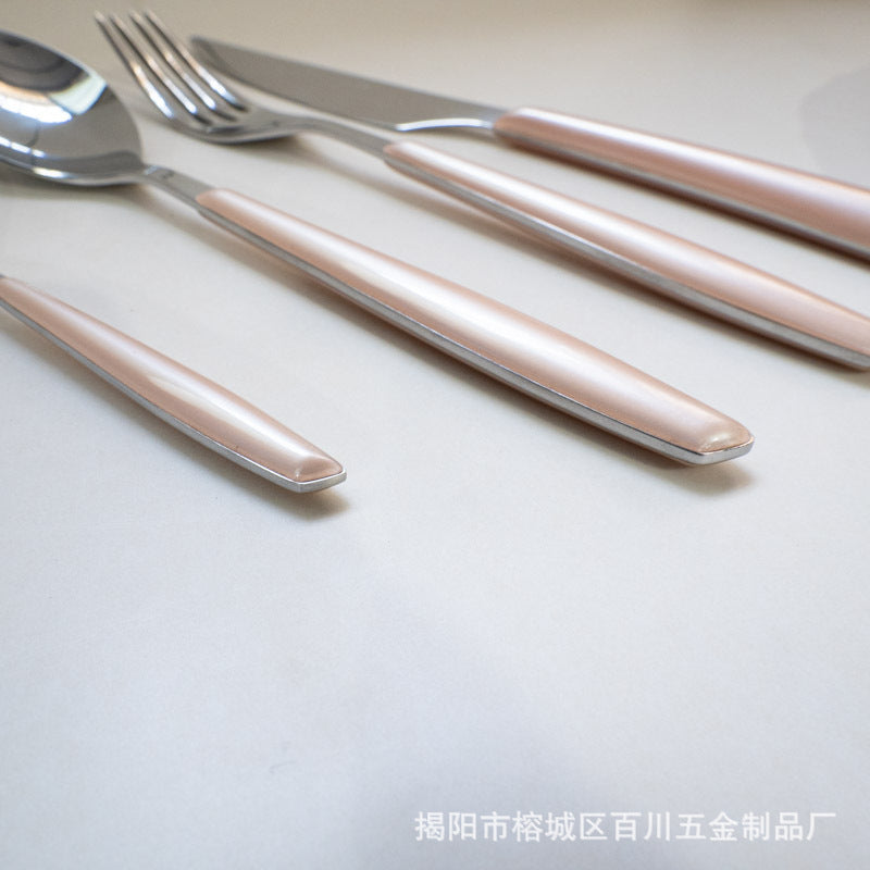 Square Handle High-End Thickened Stainless Steel Western Cutlery Hotel Knife Fork Spoon Set Cutlery Steak Knife Fork Wholesale Factory