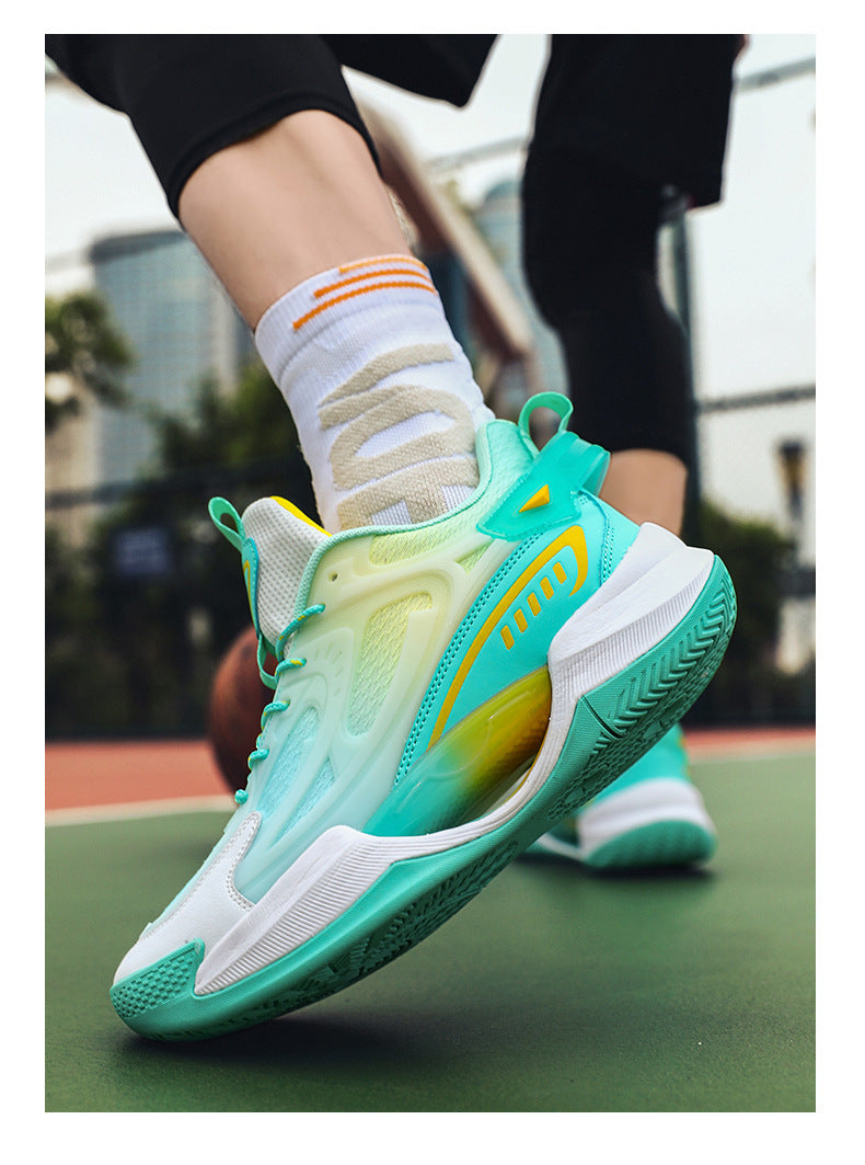 Four Seasons New Luminous Mesh Breathable Men's Shoes Casual Trendy Basketball Shoes High Elastic Cushioning Wear-Resistant Non-Slip Sports Shoes