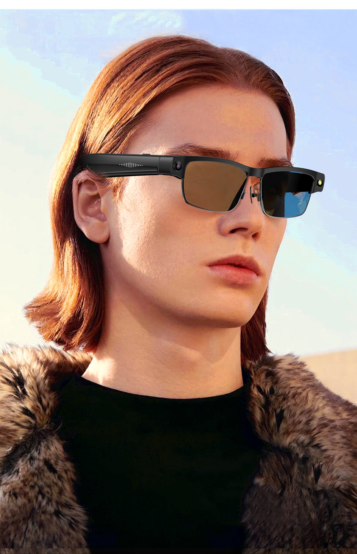 L802Smart Glasses800100 Megapixel Camera with Image Stabilization1200P Video Recording Half Frame Color Changing Sunglasses Translation