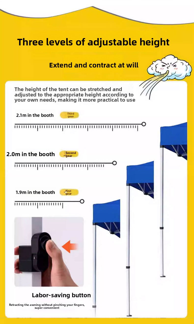 Late Night Food Stall Night Market Tent Surround Cloth for Setting Up Stalls with Four-Sided Transparent Enclosure Four-Legged Umbrella Outdoor Sunshade Foldable Rainproof Shelter