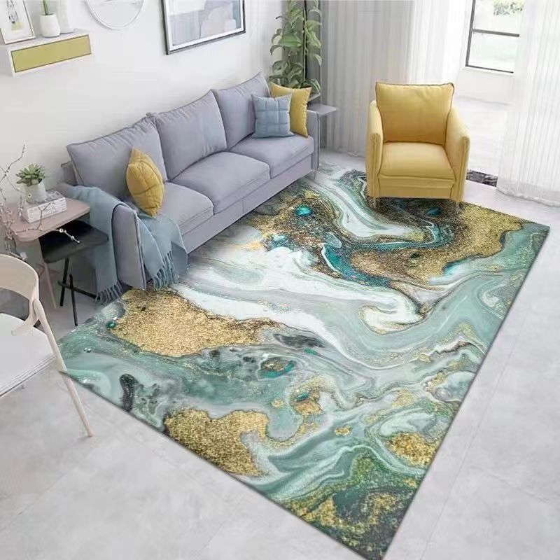 Living Room Carpet Nordic Light Luxury High-End Coffee Table Sofa Cushion Ink Art Style Home Bedroom Bedside Crystal Velvet Carpet
