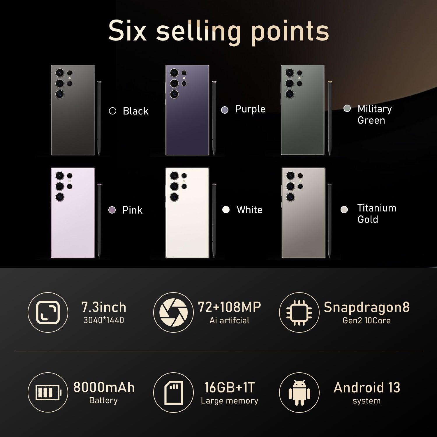 S24 Ultra+Built-in pen7.3Extra-large Screen16+1T Android Smartphone(Popular)