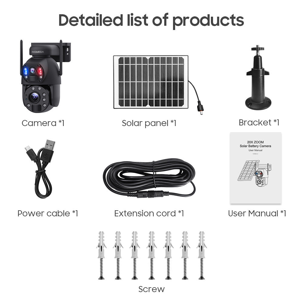 In-stock Solar Camera Dual Lens4G Outdoor HD Surveillance202x Zoom Camera Intelligent Surveillance