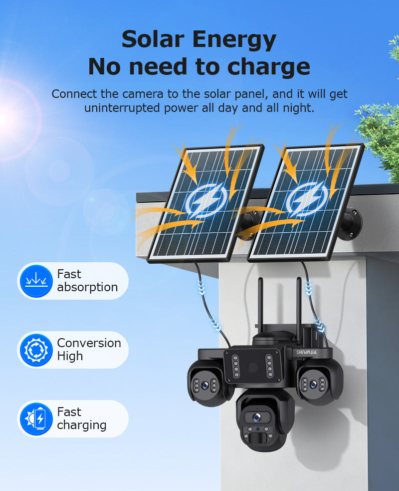 New Product AOV Low Power Consumption Trinocular Solar Camera9MP High Definition Full Color4G Solar Monitoring