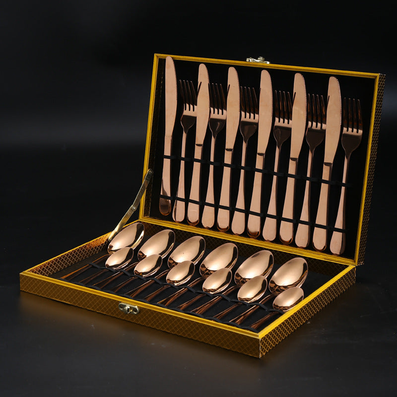 1010Cutlery Set Hotel Holiday Steak Western Food Tableware24Gift Set Wooden Box