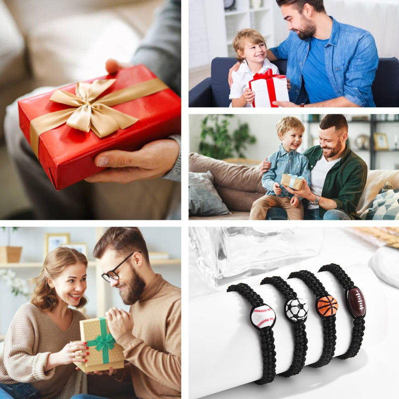 Valentine's Day Gift Baseball Bracelet for Boyfriend Football Basketball Rugby Friendship Sports Ball Woven Bracelet