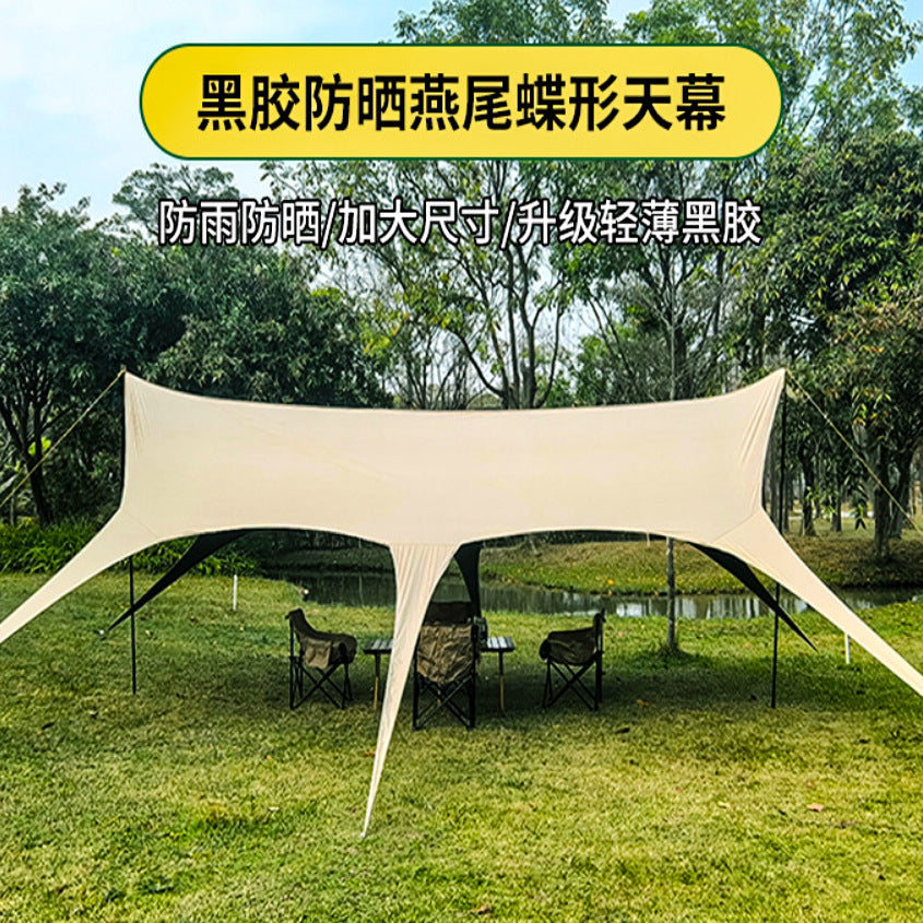 Swallowtail Canopy Black Glue Sunshade Tent Outdoor Sunshade Shelter No Setup Camping Gear Butterfly Canopy