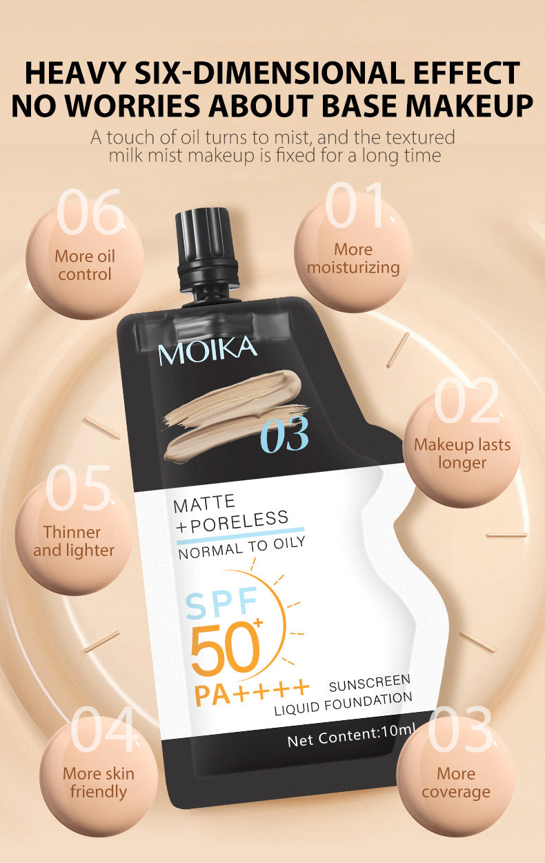 Full Moisture Sunscreen Foundation Oil Control Non-Cakey Concealer Primer for Dry Skin Non-Caking