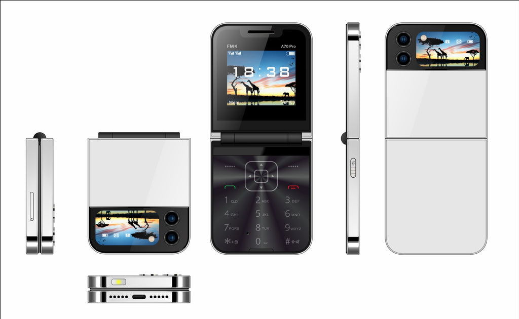 A70pro Flip Phone Mini Feature Phone Foldable Phone with Buttons2G Foreign Language Multi-Language