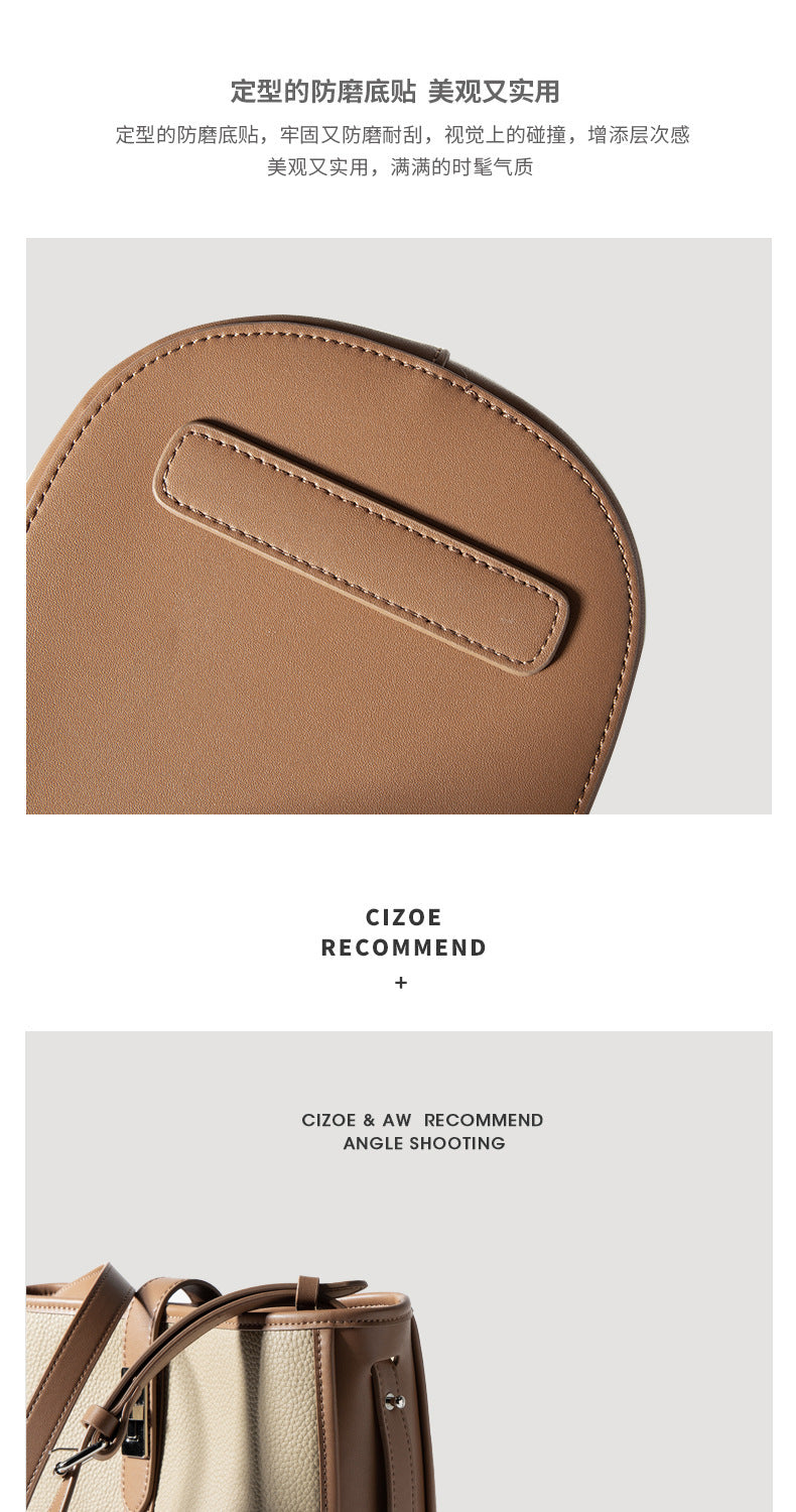 European and American Retro Large Capacity Single Shoulder Bucket Bag Daily Use Top Layer Cowhide Crossbody Women's Bag