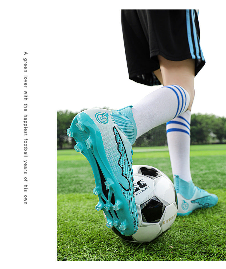New Professional Football Shoes Boys High Top Youth Students Competition Training AG Long Spike Broken Spike Sneakers