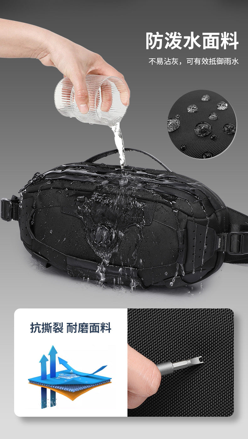 OZUKO Men's Chest Bag Crossbody Waist Bag Multifunctional Tactical Waterproof Portable Outdoor Cycling Trendy Brand High-end Bag