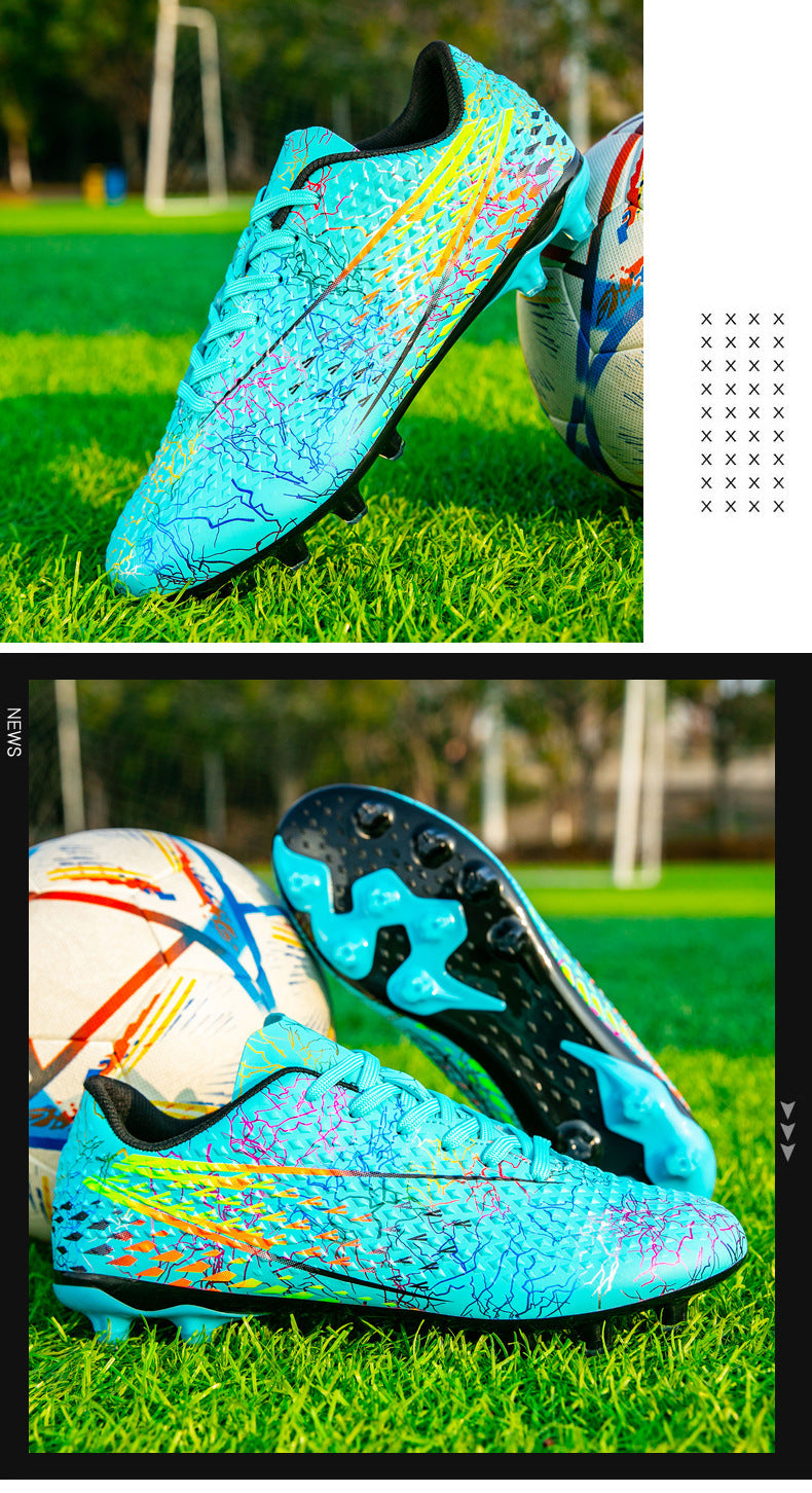New professional football shoes for men and women AG Long Spike Colorful Multi-Color Youth Student Grass Competition Training Shoes